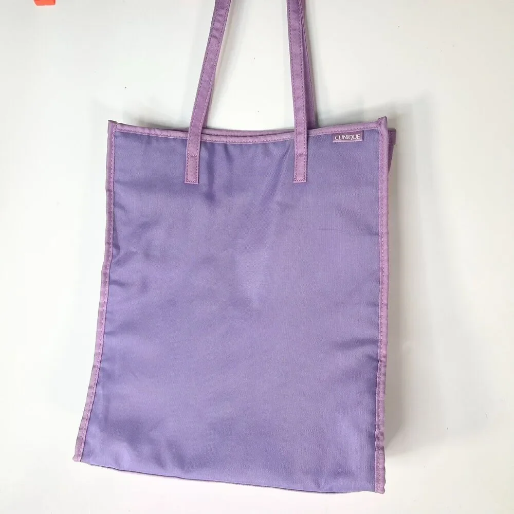 Clinique MakeUp Cosmetic Travel Carry Tote Bag Storage Lavender Purple New